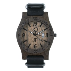  Zegarek drewniany Diver Style Czarny - Skóra