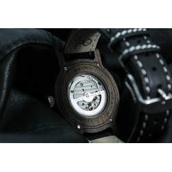  Zegarek drewniany REALFOREST AUTOMATIC - Czarny DĄB-Orzech