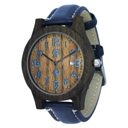  Zegarek drewniany Realforest Classic Czarny DĄB-Orzech Amerykański - Niebieski
