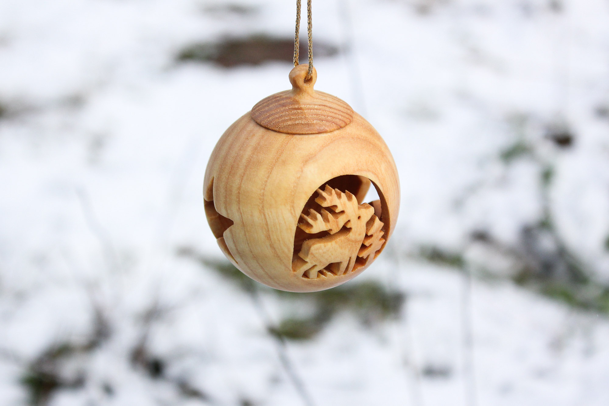 drewniana bombka renifer